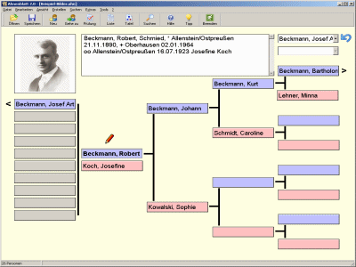 Screenshot vom Programm: Ahnenblatt