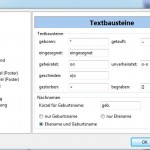 Verwendung unter 'Textbausteine' einstellbar