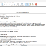 In der Druckvorschau sieht man die erstellte Liste bevor sie zu Papier gebracht wird. Man kann auch alternativ die angezeigte Liste in diversen Formaten speichern (z.B. pdf).