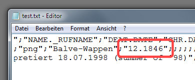 CSV-Export von Ahnenblatt eines Datums ohne Tag