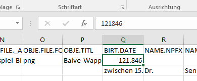 Excel hat den Datumswert falsch interpretiert